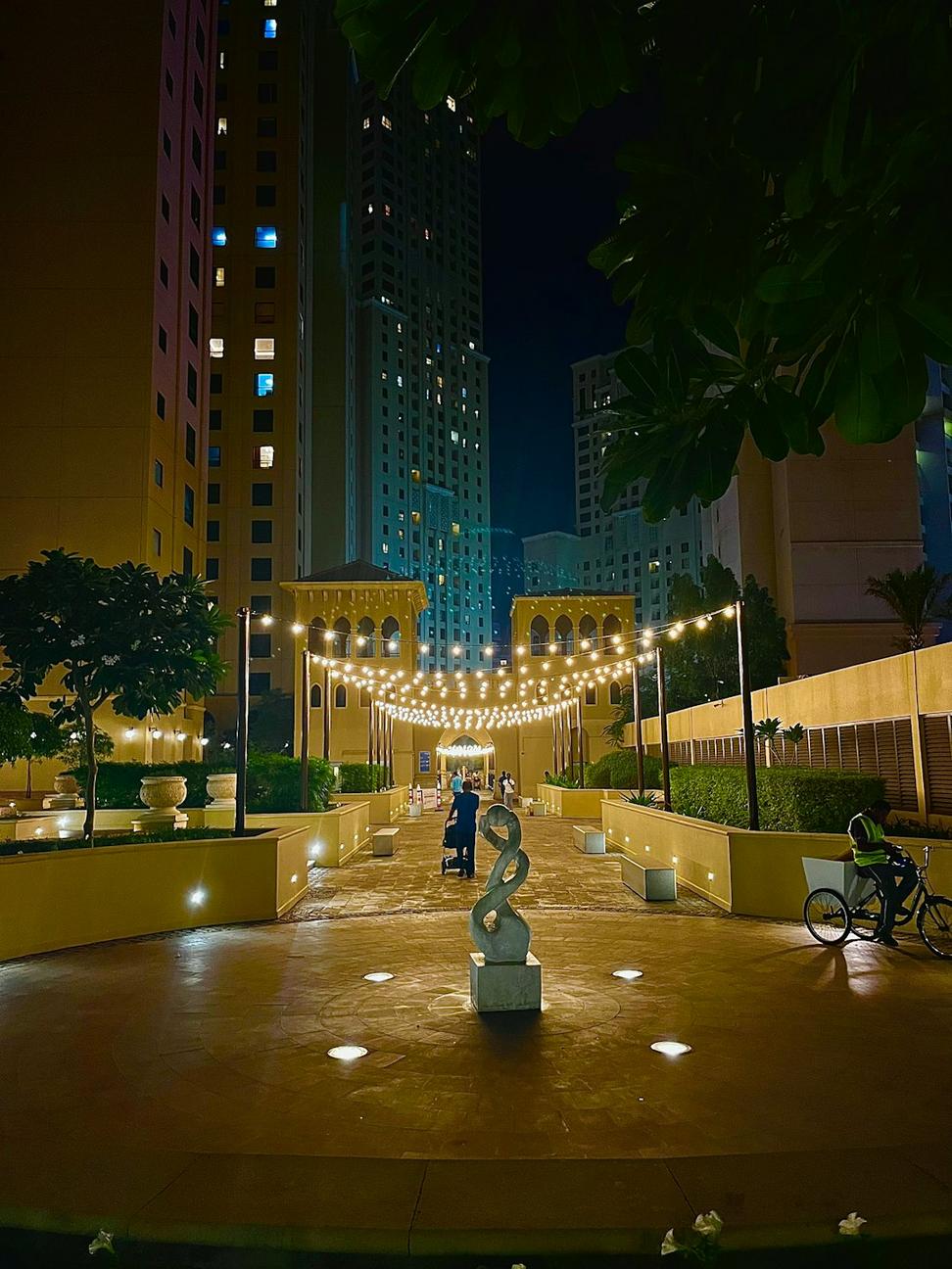 Public plaza at evening